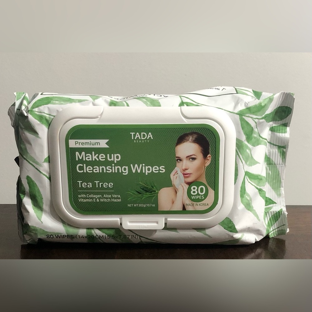 MakeUp Cleansing Tea Tree  wipes with Collagen aloe vera  vit E/hazel. 80wipes